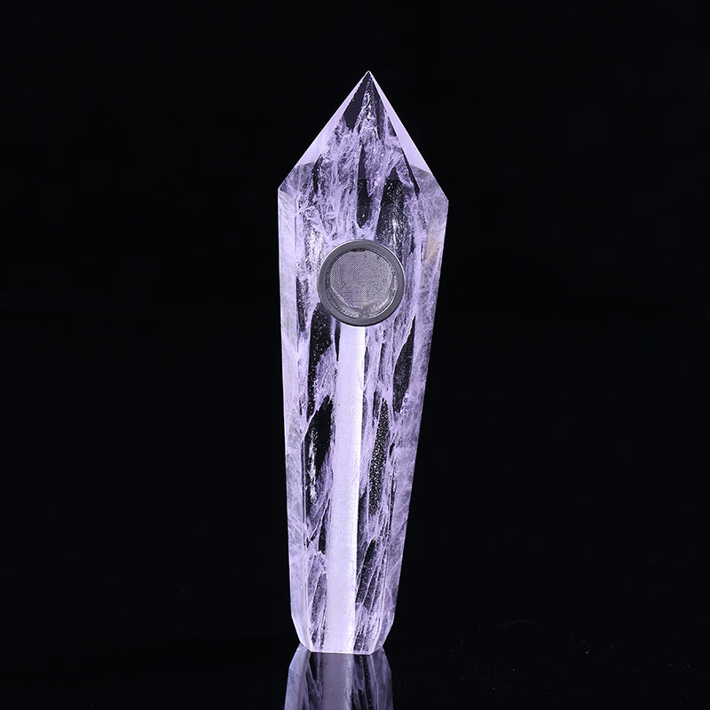 Rose pink smelting quartz crystal smoking pipe