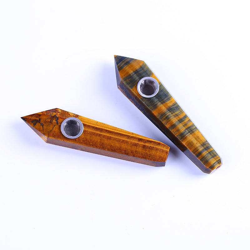 High quality tobacco pipe yellow tiger eye crystal pipe