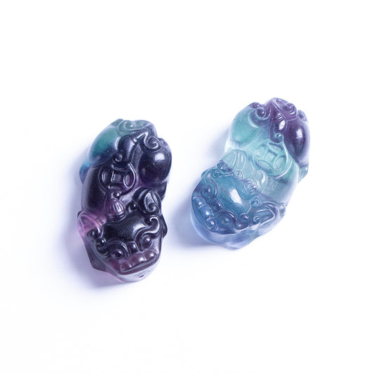 Wholesale Beautiful Natural Fluorite Crystal Carving Animal Rainbow Fluorite Crystal Pendant