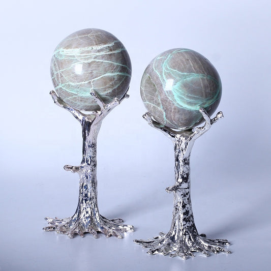 Natural Healing Crystal Green Moonlight Ball Polished Sphere For Decoration