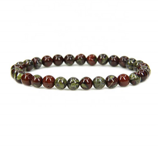 Wholesale Natural Dragon Blood Jasper Handmade Gem Semi-Precious Gemstone 6mm Round Beads Stretch Bracelet 7" Unisex