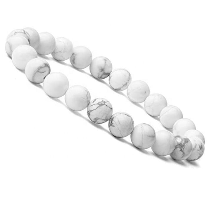 8mm white pine crystal stretch bead bracelet