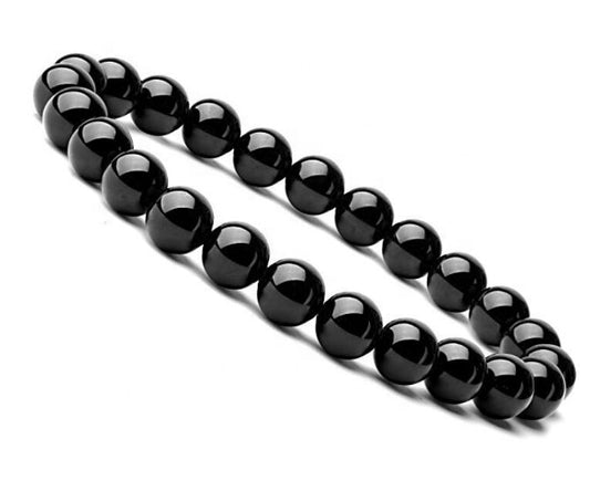 Natural 8mm obsidian semi-precious gems healing crystal stretch bead bracelet