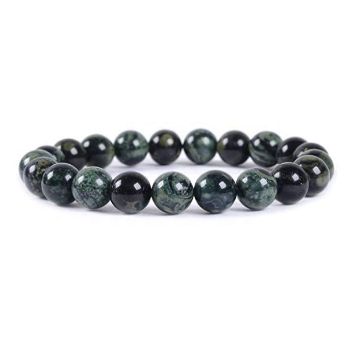 Natural Polish Kambaba Jasper Semi-Precious Gemstones Healing Crystal 8mm Round Beads Stretch Bracelet 7" Unisex