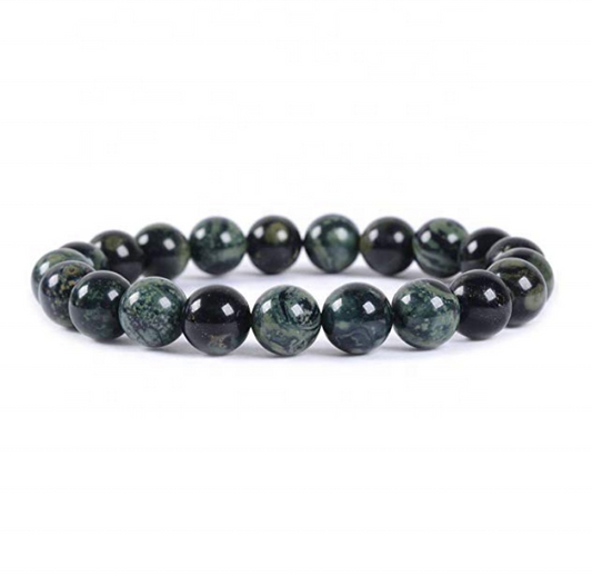 Natural Polish Kambaba Jasper Semi-Precious Gemstones Healing Crystal 8mm Round Beads Stretch Bracelet 7" Unisex