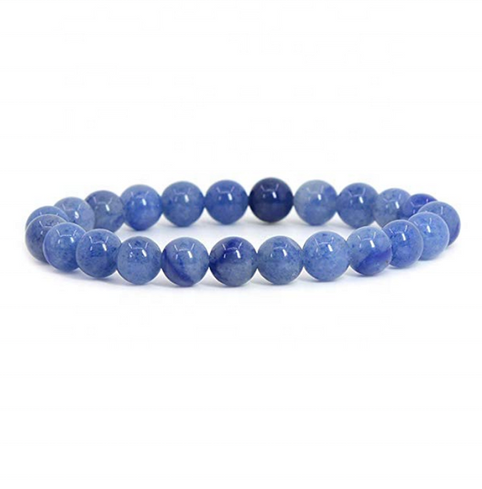 Natural Polish blue feather semi-precious gemstone crystal 8mm round beads stretch bracelet