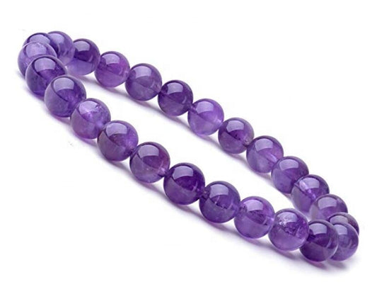 Pulsera elástica de cuentas telescópicas de cristal violeta natural de 8 mm 