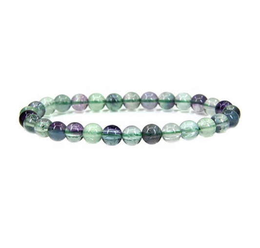 Wholesale Natural Clear Green Fluorite Handmade Gem Semi-Precious Gemstone 6mm Round Beads Stretch Bracelet 7" Unisex