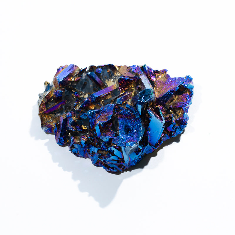Electroplated color crystal cluster aurora titanium crystal point cluster