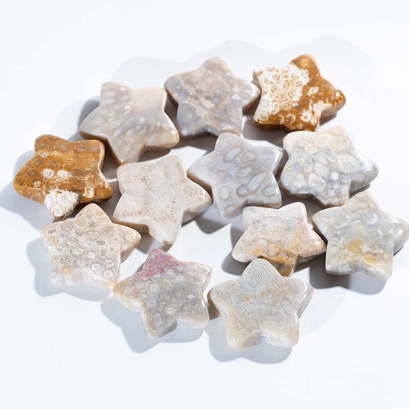 Hot sale natural coral jade starfish shape crystal stars for decoration