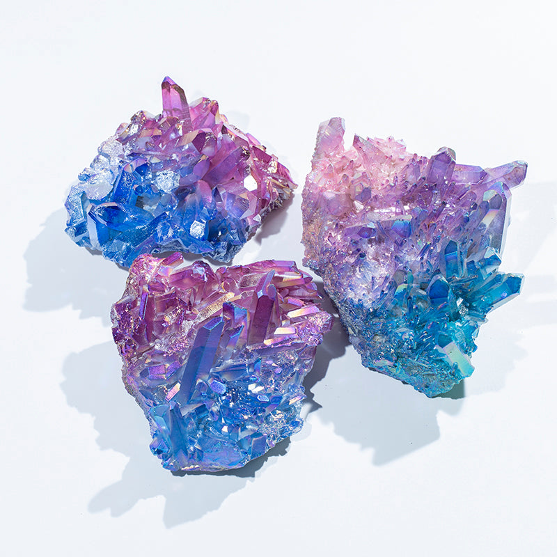 Hot sale purple blue titanium aura quartz crystal clusters for healing