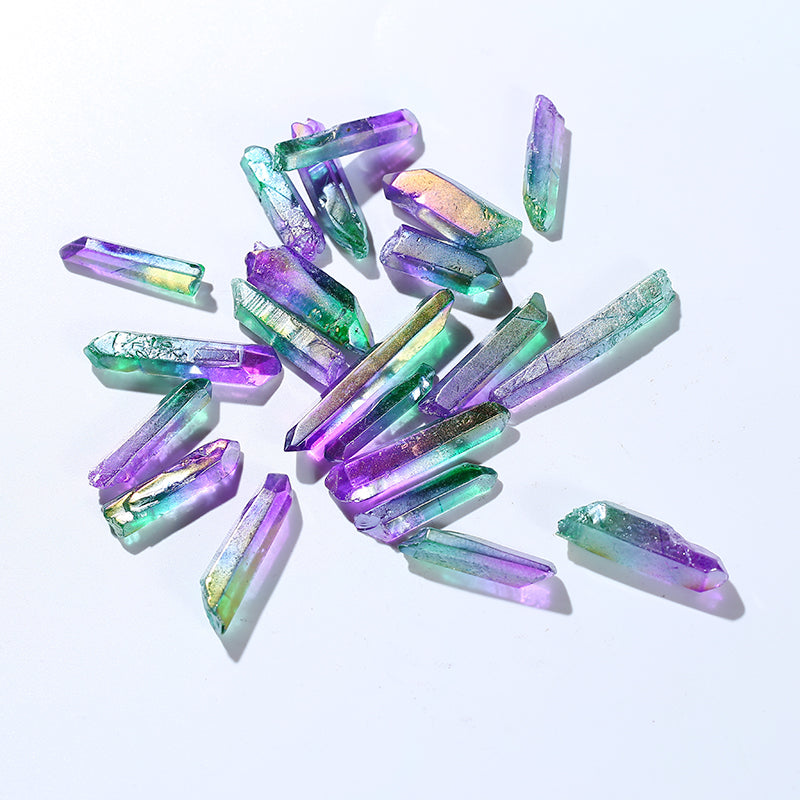 Two-color purple green race quartz