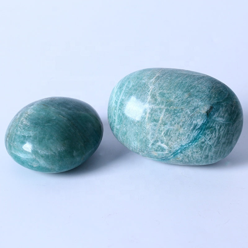 Piedra curativa cristalina natural de la palma del Amazonite de la palma del cuarzo para la decoración 