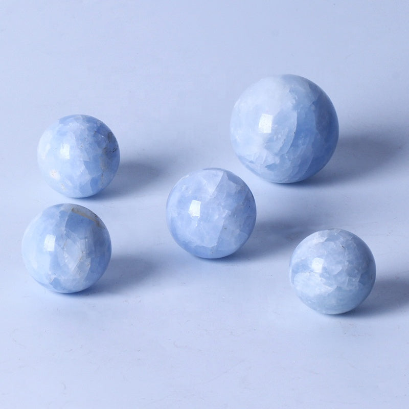 Natural Healing Crystal Ball Polished High Quality Blue Calcite Sphere Crystal Crafts For Home Decoration
