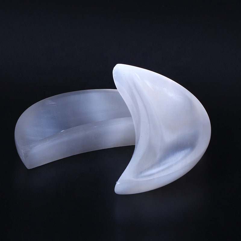 Natural High Quality Hand Made Craft Selenite Crystal Bowl Selenite Moon Bowl For Home Decoration