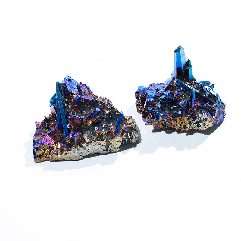 Electroplated color crystal cluster aurora titanium crystal point cluster