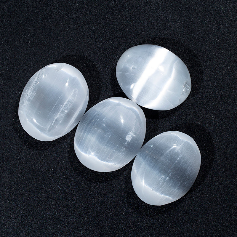 Natural white selenite palm stone crystal gypsum palm stone