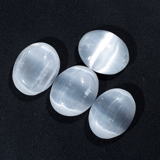 Natural white selenite palm stone crystal gypsum palm stone
