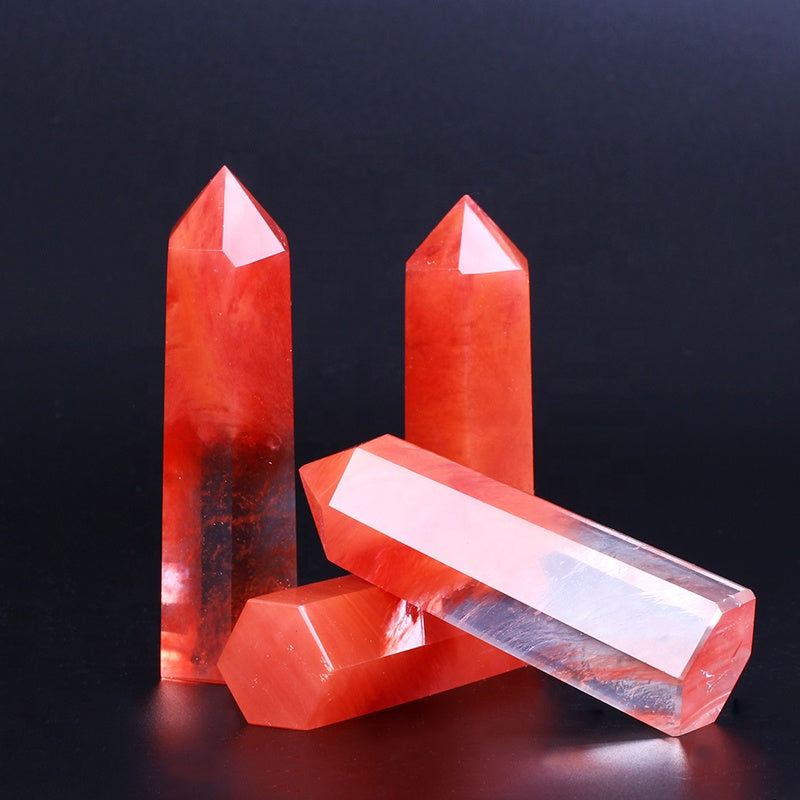 Torre de cristal de cristal de tapa de piedra de fundición roja 