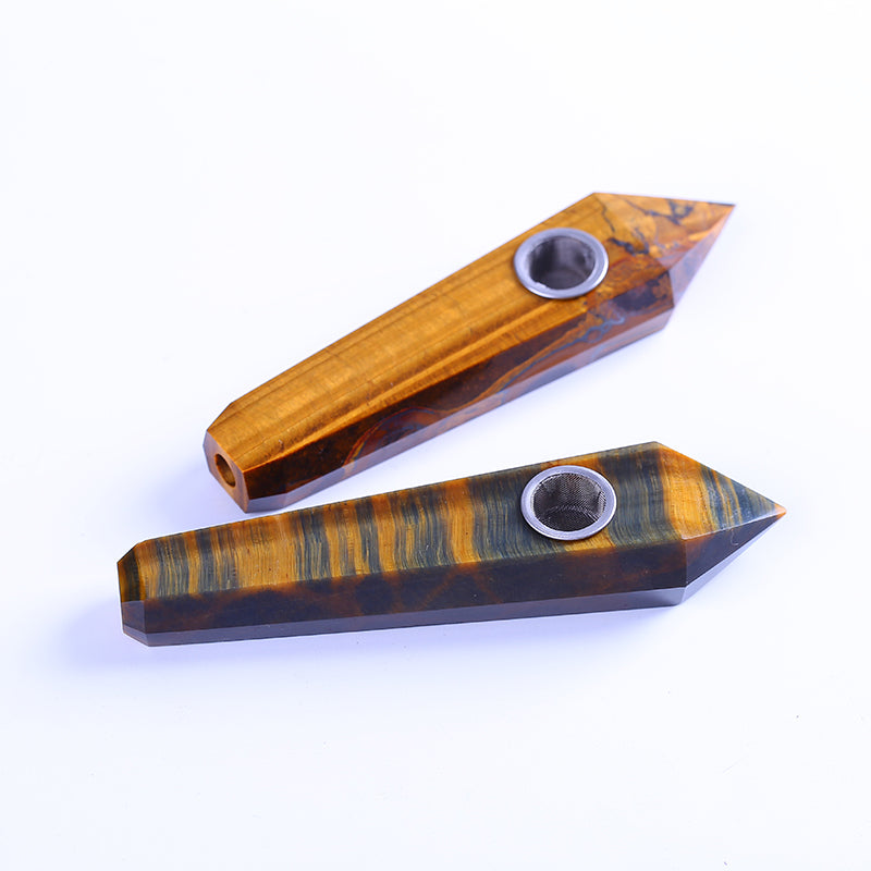High quality tobacco pipe yellow tiger eye crystal pipe