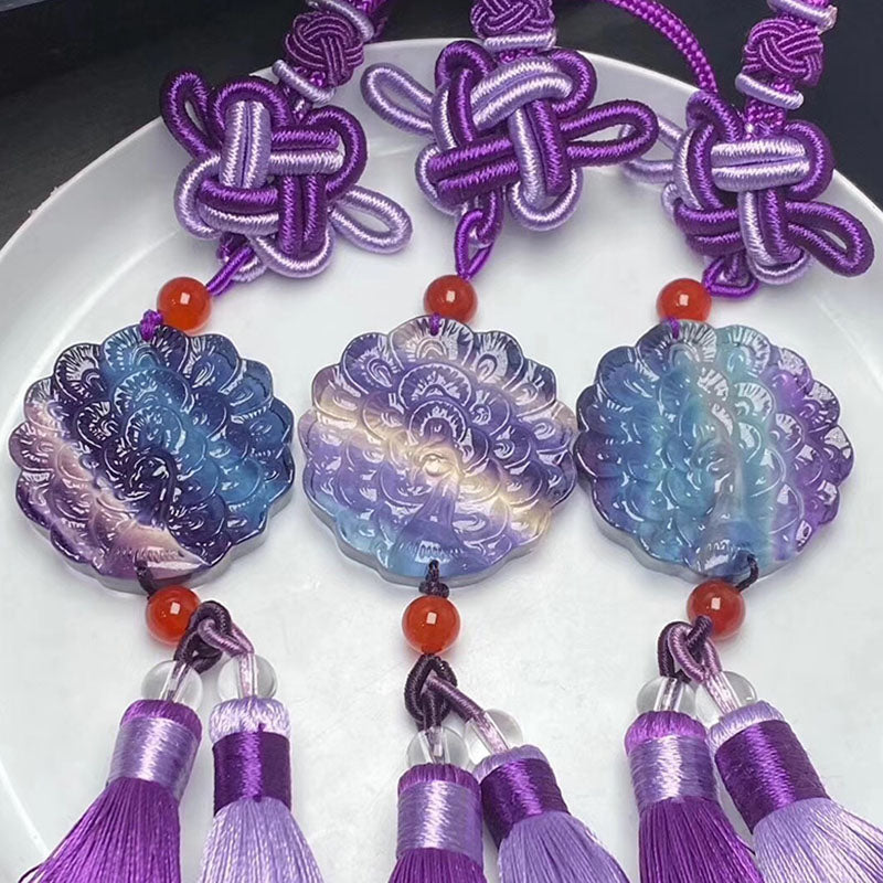 Wholesale Crystal Fluorite Car Decoration Carved Fluorite Animal Peacock for Car Interior Decoration