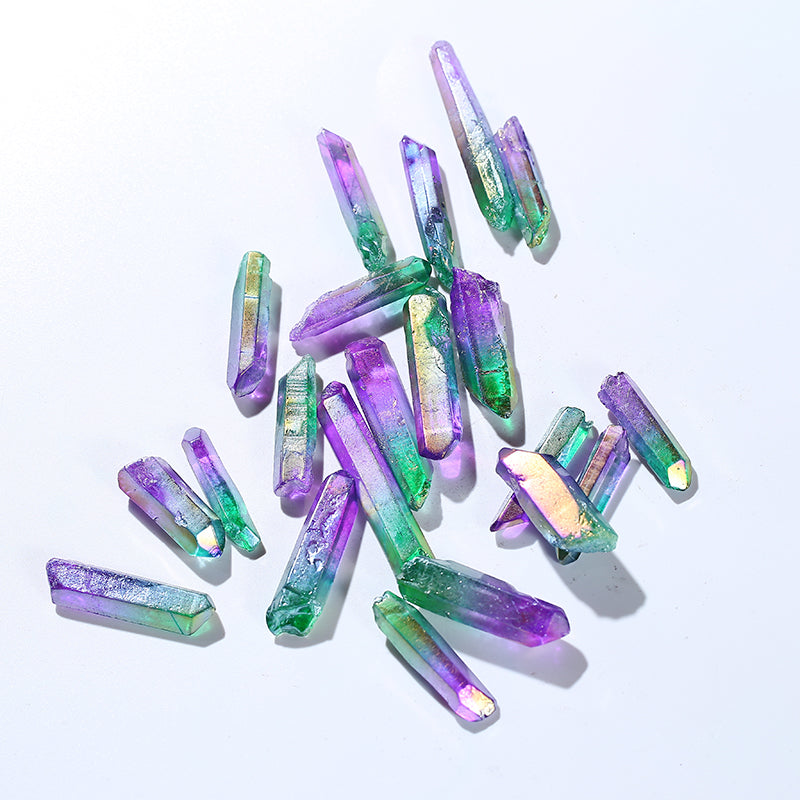 Two-color purple green race quartz