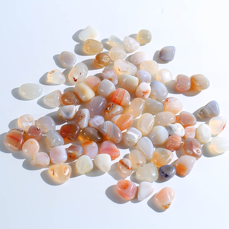 White agate polished rolling stone