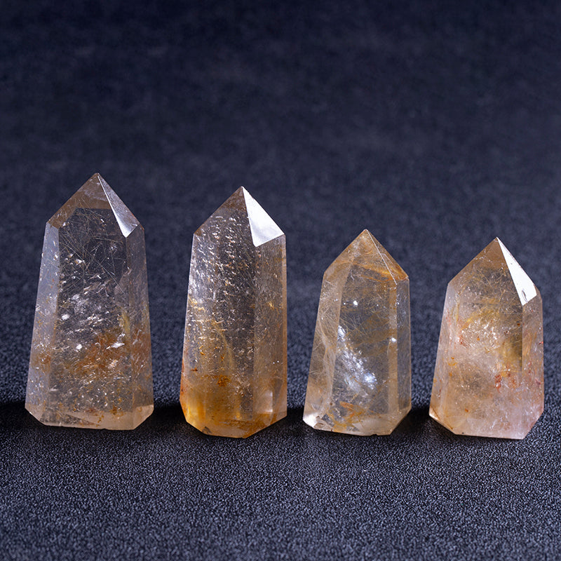 Wholesale Natural Crystal Point Polishing Crystal Gold Hair Topaz Point Therapy Stick for gift