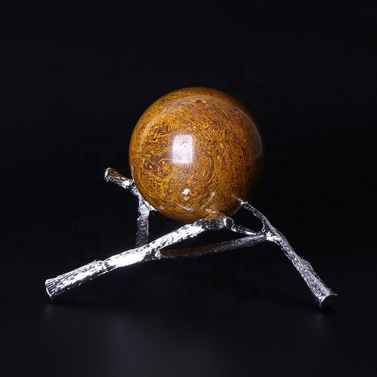 Natural Healing Golden Silk Jade Ball Crystal Sphere For Decoration