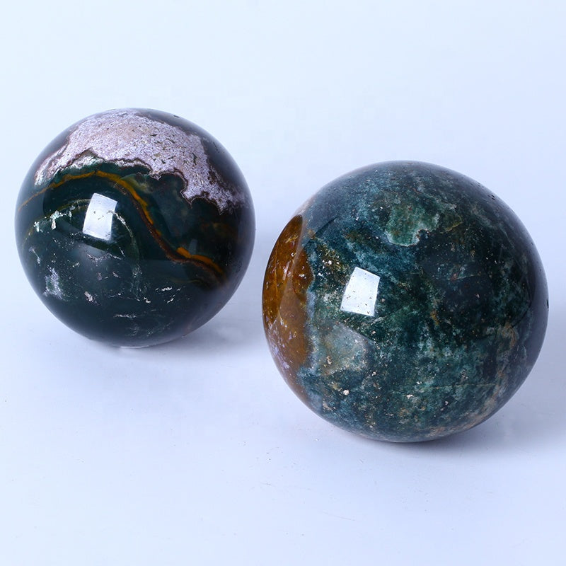 Natural Healing Crystal Ball Polished High Quality Ocean Jasper Sphere Crystal Crafts For Home Decoration