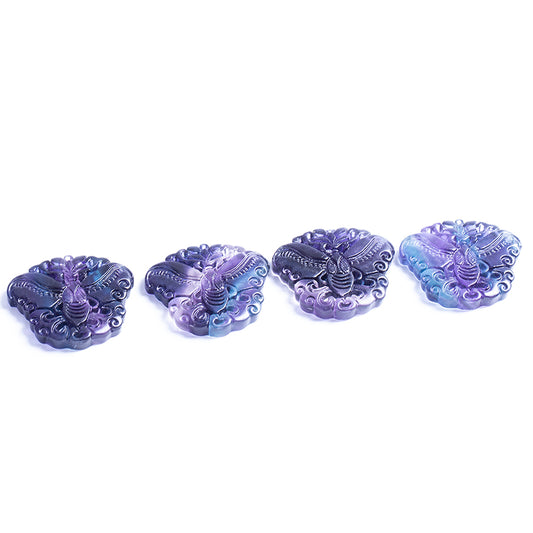 Wholesale Beautiful Natural Fluorite Crystal Carving Animal Rainbow Fluorite Crystal Pendant