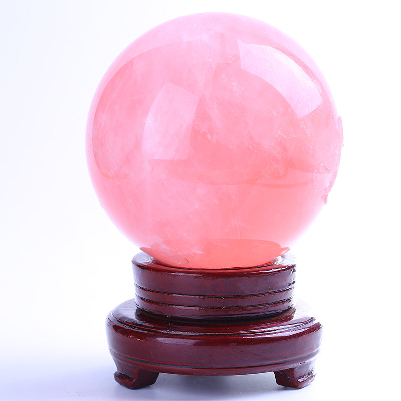 Bola de cristal de cuarzo rosa rosa de alta calidad. 