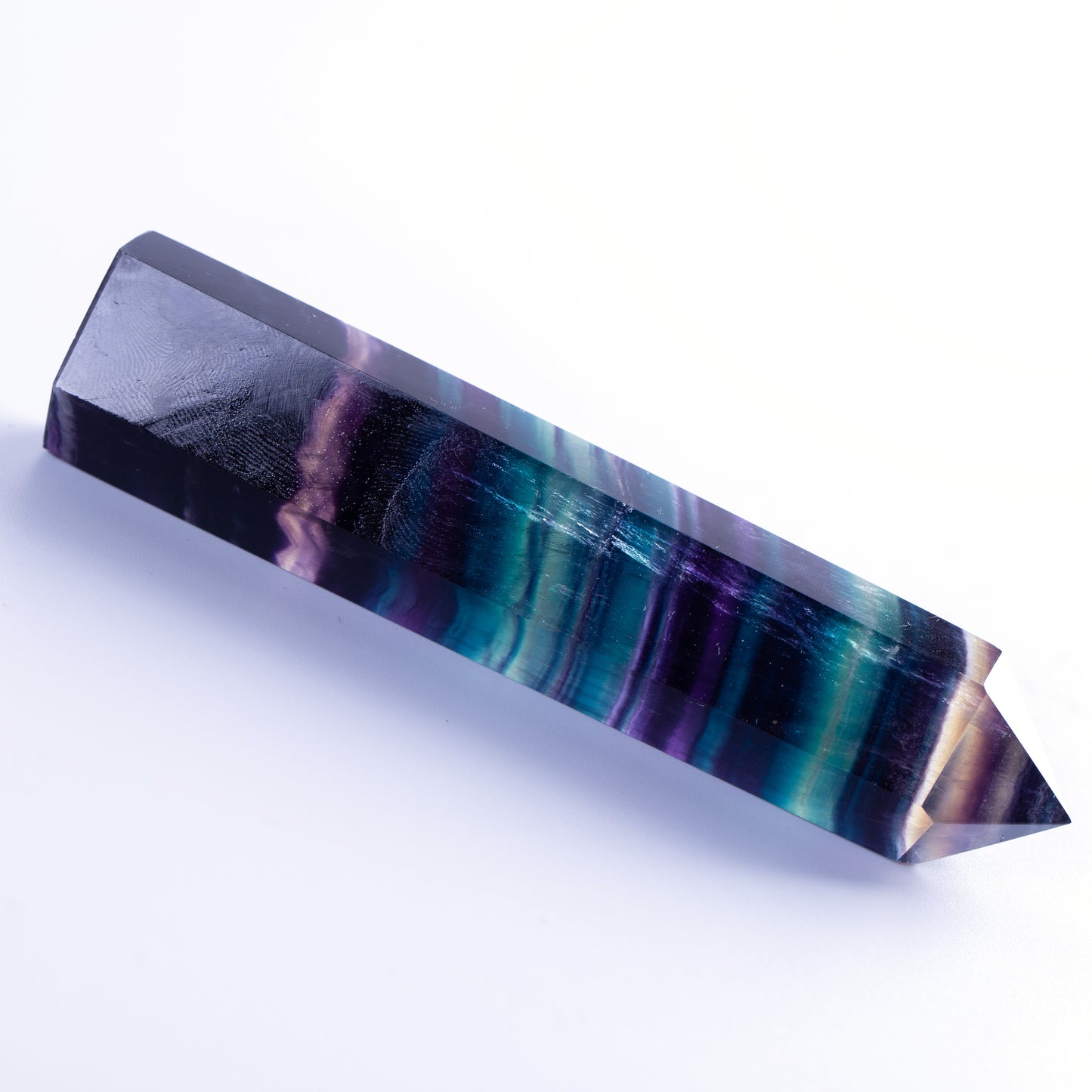 Rainbow natural color fluorite crystal rod
