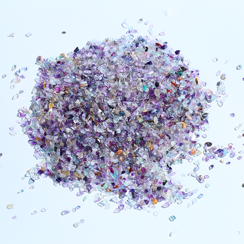 High quality natural rainbow fluorite gravel crystals