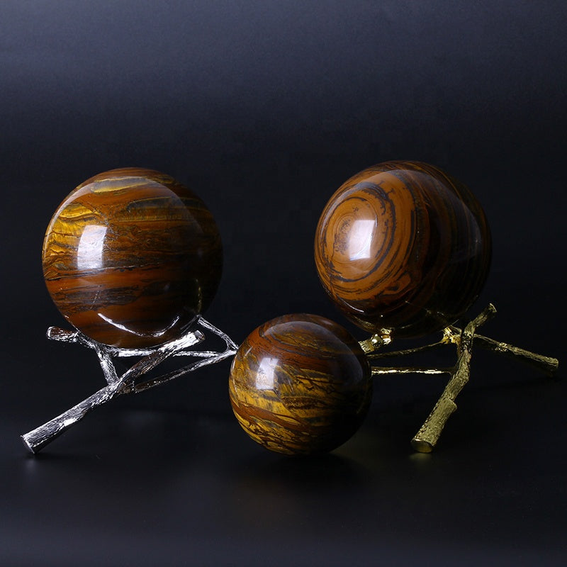 Natural Healing Yellow Tiger Eye Stone Ball Crystal Sphere For Decoration