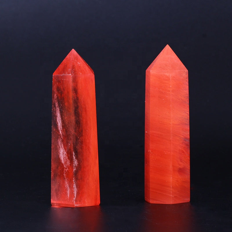 Torre de cristal de cristal de tapa de piedra de fundición roja 