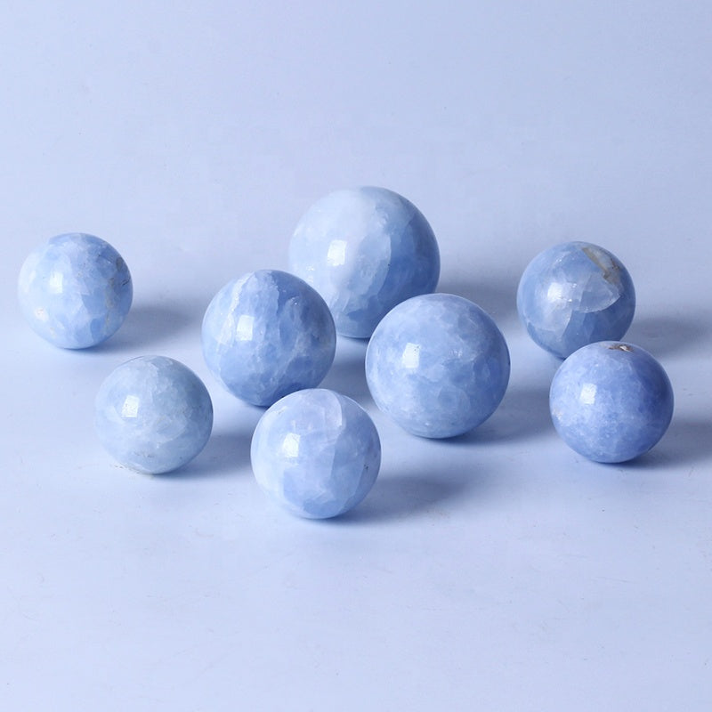Natural Healing Crystal Ball Polished High Quality Blue Calcite Sphere Crystal Crafts For Home Decoration