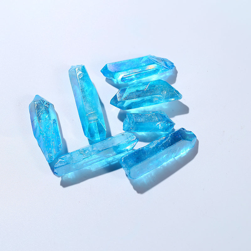 Aura Blue Rainbow Crystal Point Quartz