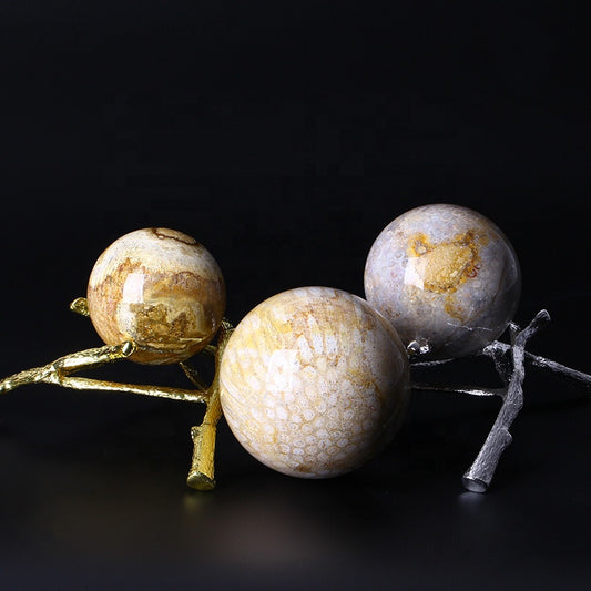 Natural Healing Coral Jade Crystal Ball Crystal Sphere For Decoration