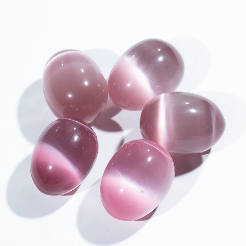 Wholesale pink cat eye crystal egg yoni eggs quartz crystal eggs