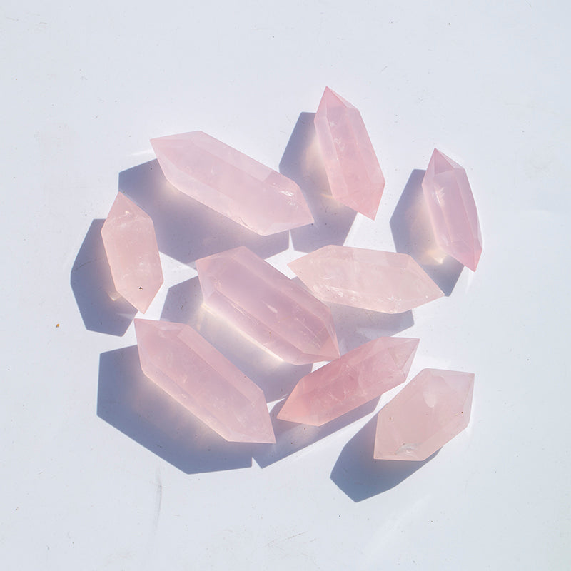 Natural crystal point wand rose quartz diezing