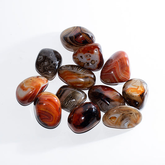 Red lace agate stone crystal oval