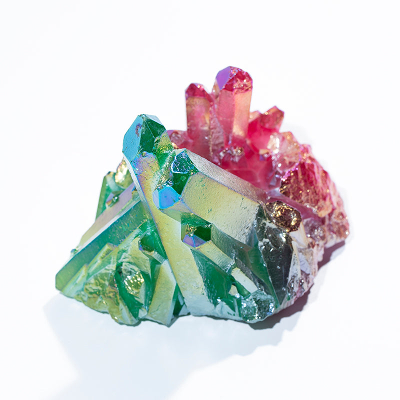 Wholesale electroplating red and green crystal cluster quartz healing wands points