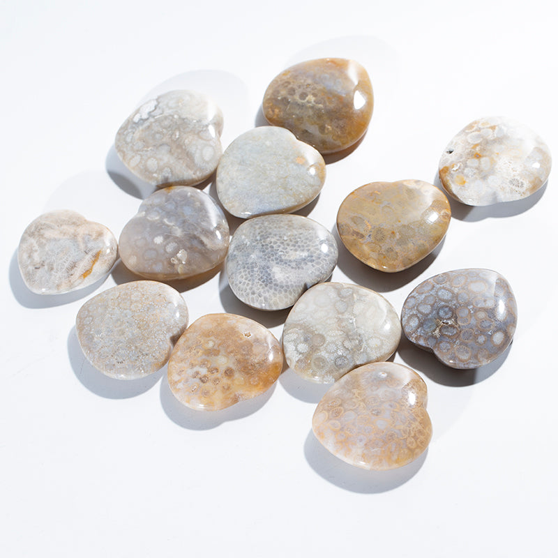 Coral jade crystal heart-shaped gift