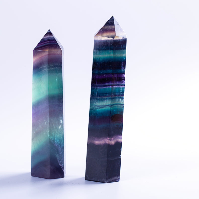 Rainbow natural color fluorite crystal rod