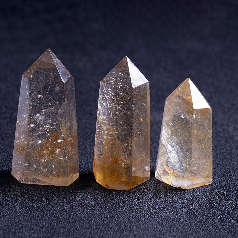Wholesale Natural Crystal Point Polishing Crystal Gold Hair Topaz Point Therapy Stick for gift