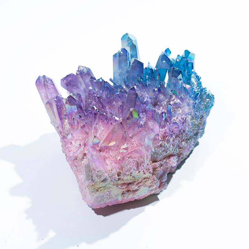 Hot sale purple blue titanium aura quartz crystal clusters for healing