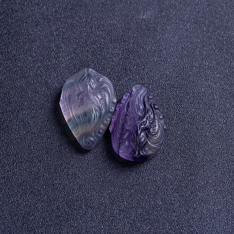 Wholesale Natural Fluorite Crystal Carving Rainbow Fluorite Fox Crystal Pendant for Gift