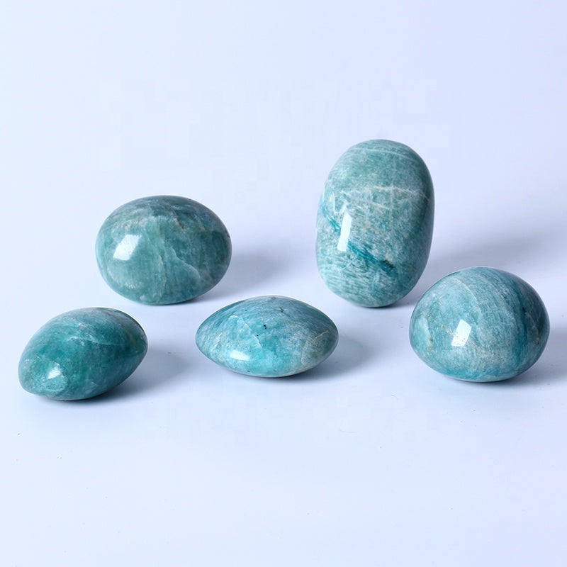 Piedra curativa cristalina natural de la palma del Amazonite de la palma del cuarzo para la decoración 
