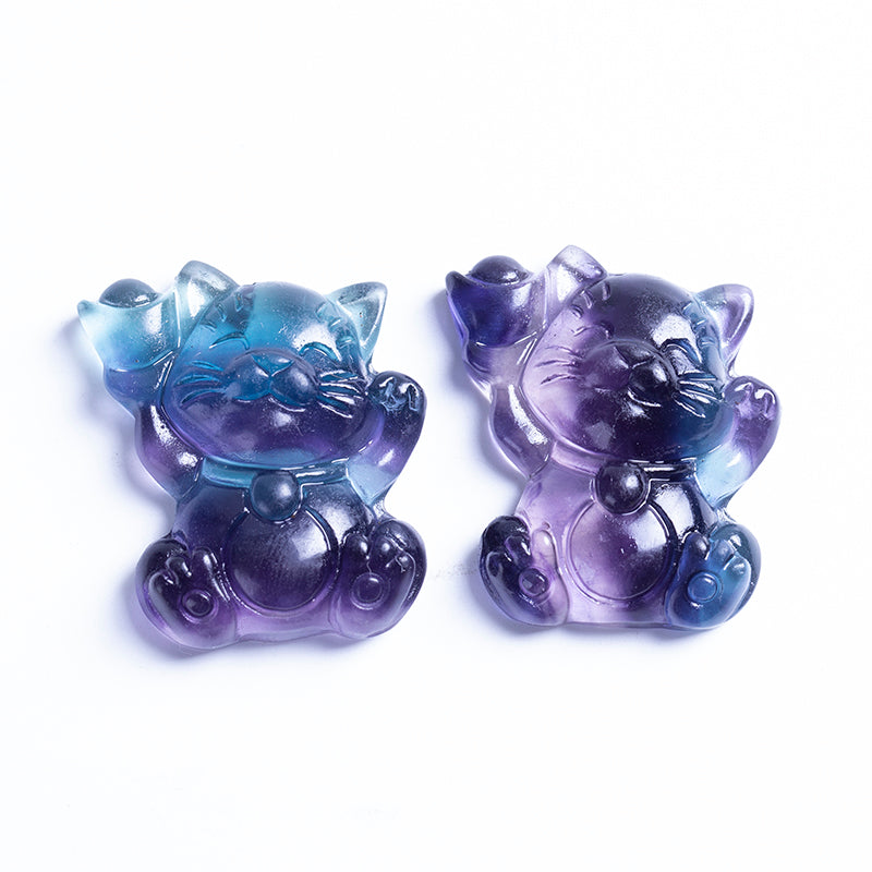 Wholesale Beautiful Natural Fluorite Crystal Carving Animal Rainbow Fluorite Crystal Pendant